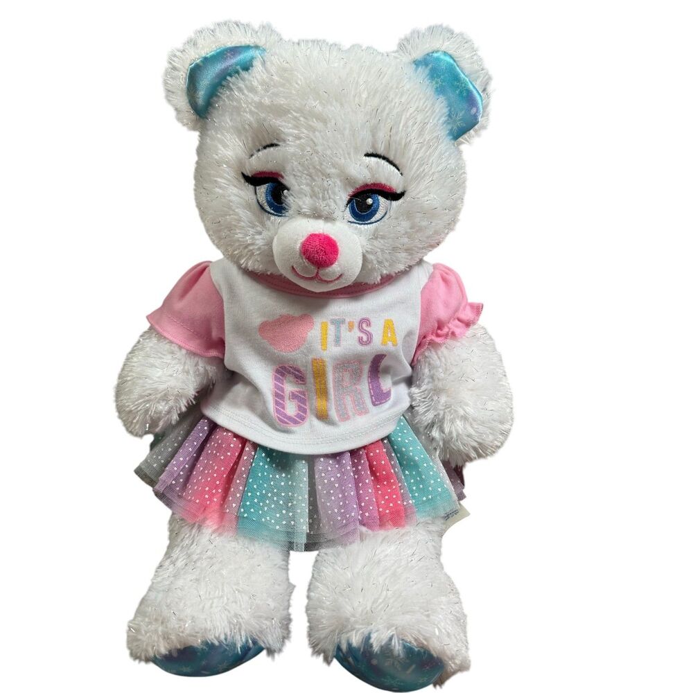 Build a Bear Workshop Elsa Frozen Plush 17" Fever Stuffed Animal White Bear BABW